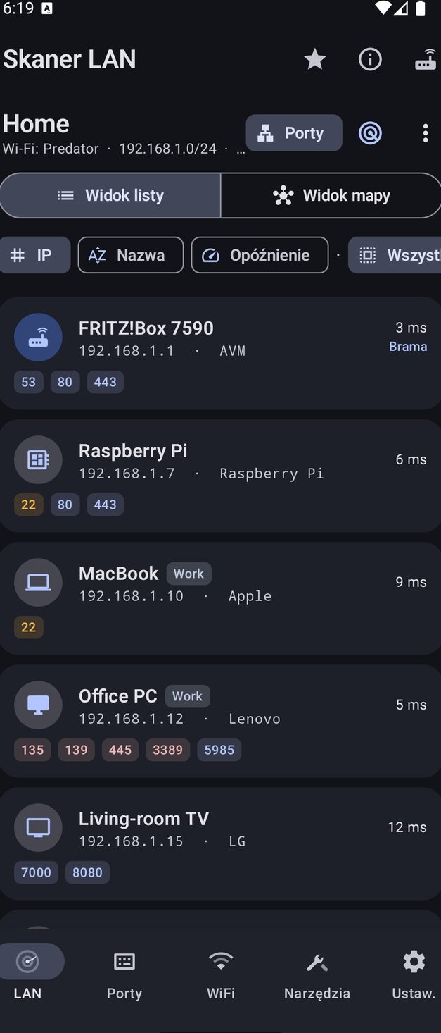 NetBlade Android — Skaner LAN: kto jest w sieci