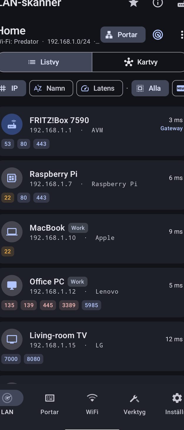 NetBlade Android — LAN-skanner: vem som finns på nätverket