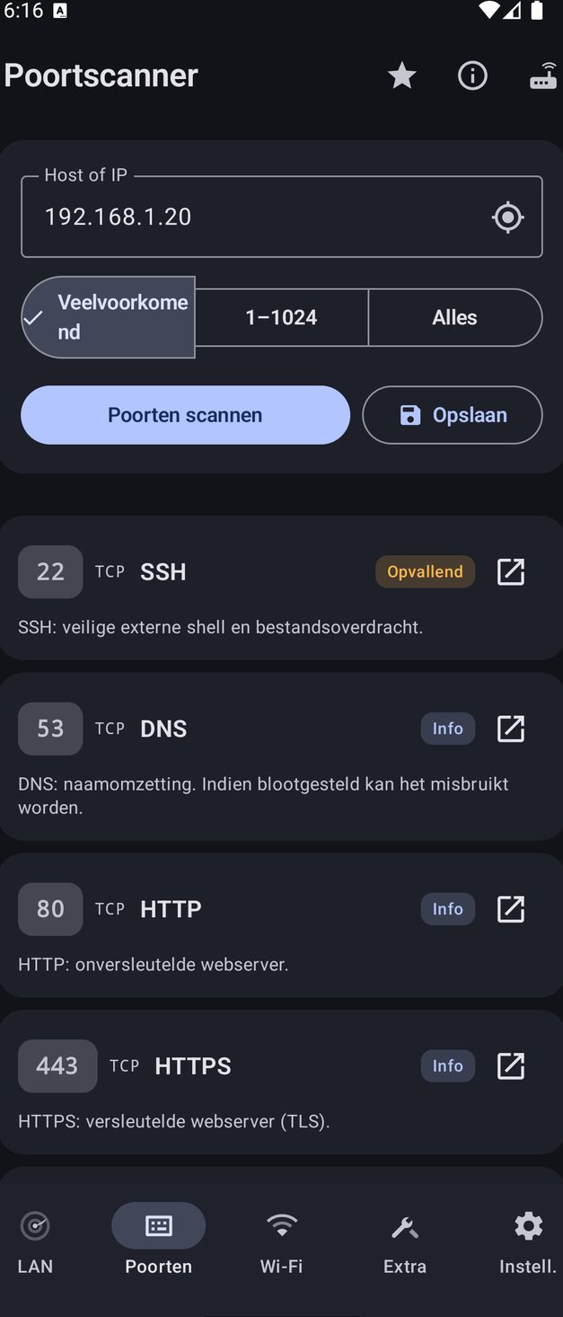 NetBlade Android — Poortscanner: elke host, ook buiten je netwerk