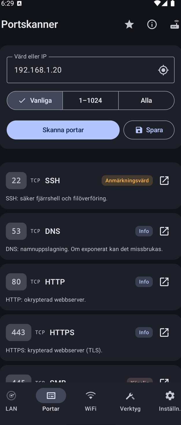NetBlade Android — Portskanner: vilken värd som helst, även utanför ditt nätverk