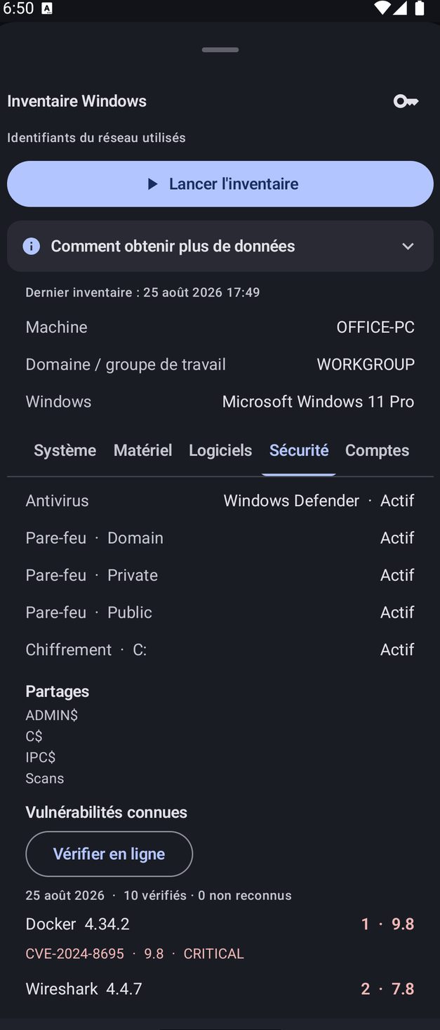 NetBlade Android — Les défenses et failles d'un PC Windows