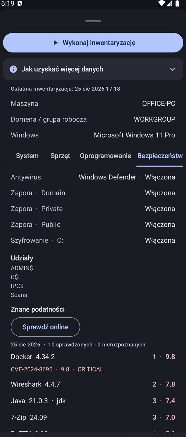 NetBlade Android — Zabezpieczenia i luki komputera z Windows