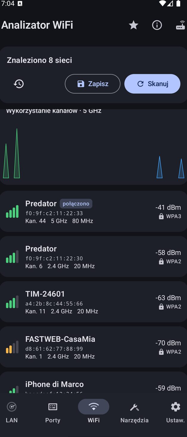 NetBlade Android — Analizator Wi‑Fi: eter wokół Ciebie