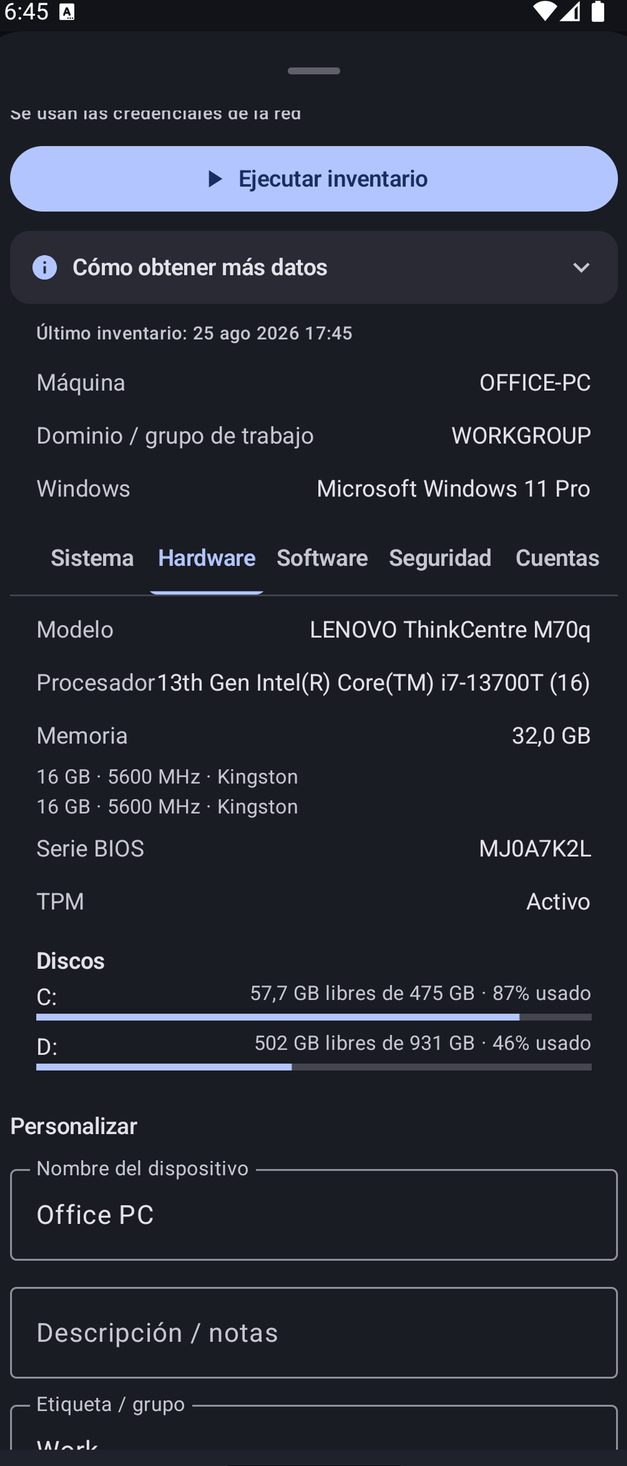 NetBlade Android — Inventario de Windows, sin instalar nada en el PC