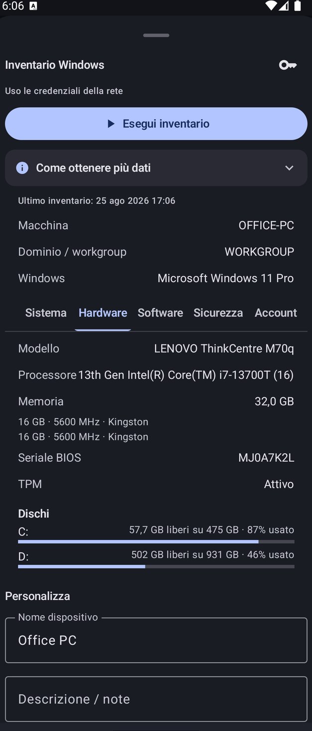 NetBlade Android — Inventario Windows, senza installare nulla sul PC