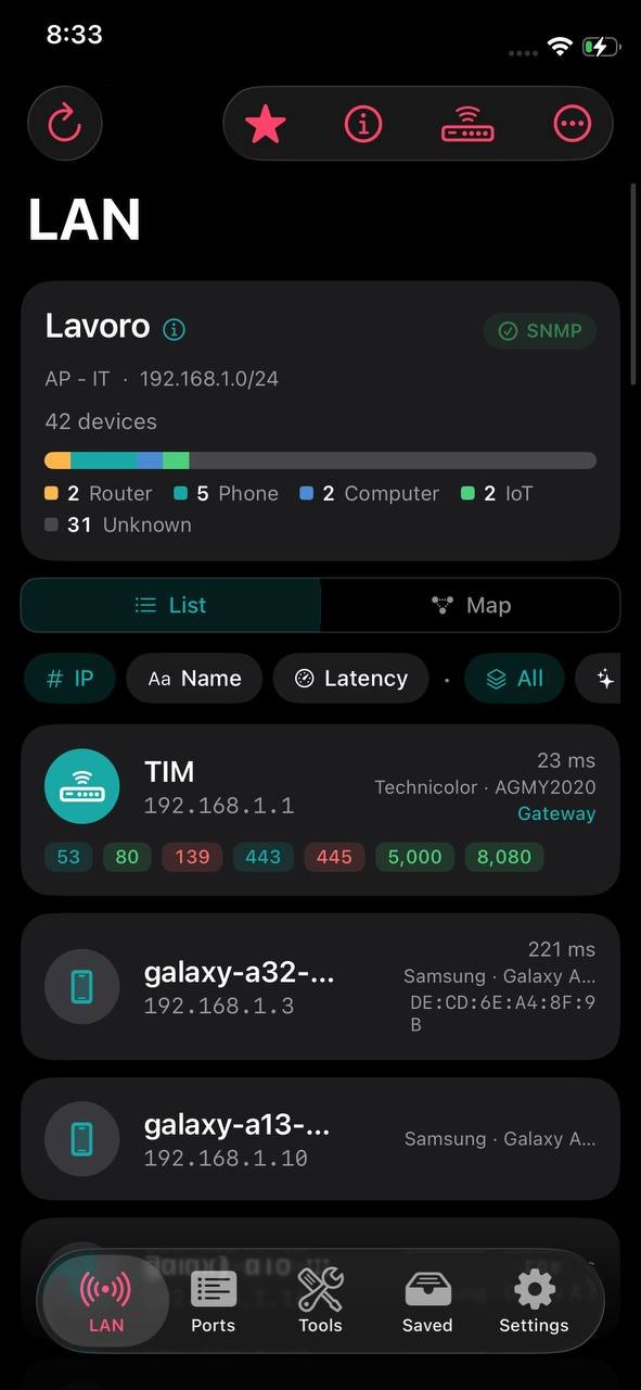 NetBlade iPhone · iPad — LAN: who is on the network