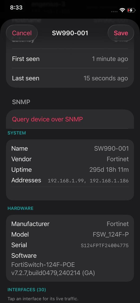 NetBlade iPhone · iPad — SNMP: what a switch says about itself