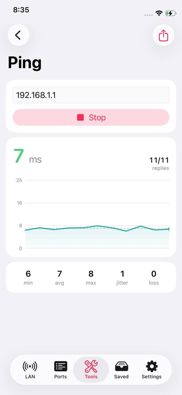 NetBlade iPhone · iPad — Ping: a chart, not just a number