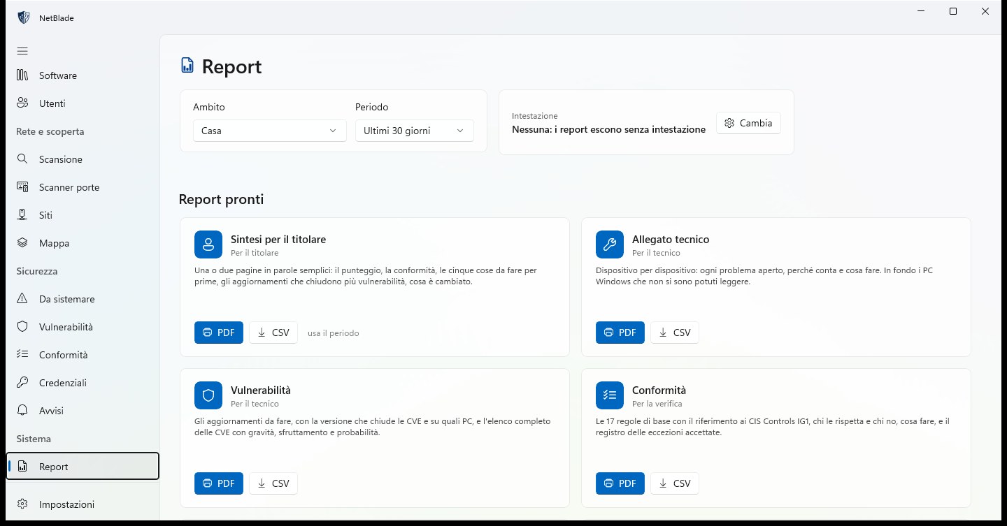 NetBlade Windows — Reports: ready to hand over