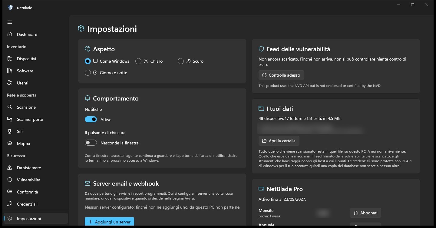 NetBlade Windows — Settings: how the app behaves, and where your data is